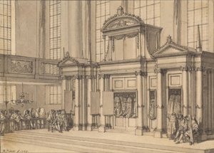 Freude des Gesetzes in der Portugiesischen Synagoge in Amsterdam von Bernard Picart