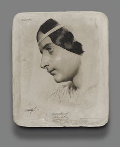 Lithografiestein für Kopf einer Frau für ein Modellbuch von Bernard Romain Julien