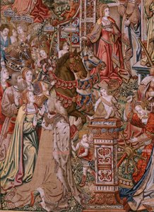 Flämischer Wandteppich. Serie Die Ehren. Klugheit. Siebter Wandteppich der Serie. Modell von Zeichnern aus dem Kreis von Bernard van Orley und Jan Gossaert (Mabuse). Herstellung Pieter van Aelst, Brüssel. Ca. 1550. Stoff Gold, Silber, Seide und Wolle. von Bernard van Orley