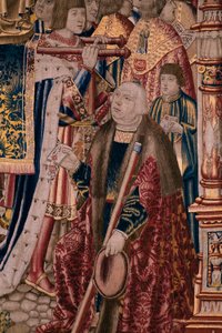 Flämischer Wandteppich. Serie Die Legende der Madonna von der Zavel. Die Ankunft der Statue der Madonna. Herstellung Brüssel. Zeichner Barend van Orley von Bernard van Orley