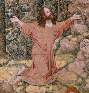 Flämischer Wandteppich. Serie Die Passion Christi. Christus am Ölberg. Herstellung Pieter de Pannemaeker, Brüssel. Zeichner Barend van Orley. Ca. 1518-1522. von Bernard van Orley