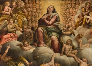 Apsis, Altarbild von Bernardino Gatti genannt Il Sojaro, vollendet von Giovanni Battista Trotti genannt Il Malosso, Himmelfahrt der Jungfrau Maria von Bernardino Gatti