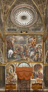 Gegenfassade, Il Pordenone, Kreuzigung 1520-21, Kreuzabnahme 1522, Bernardino Gatti, Auferstehung 1529
