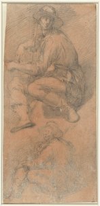Zwei Figurenstudien eines sitzenden Mannes von Bernardino Poccetti