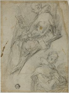 Zwei Studien von Kartäusern (recto); Drei Skizzen von Köpfen von Kartäusern (verso)
