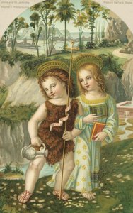 Jesus Christus und Johannes der Täufer (Chromolithografie) von Bernardino di Betto (after) Pinturicchio