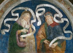 Der Apostel Jakobus der Ältere und der Prophet Zephanja, von Pinturicchio, Bernardino, Werkstatt (1454-1513). Fresko von Bernardino di Betto (workshop of) Pinturicchio