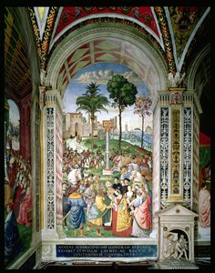 Aeneas Sylvius Piccolomini (1405-64) stellt Eleonora von Aragon Friedrich III. (1415-93) am 24. Februar 1452 vor von Bernardino di Betto Pinturicchio