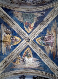 Geschichte des heiligen Bernhardin, die Evangelisten (Tetramorph) (Fresko, ca. 1486) von Bernardino di Betto Pinturicchio