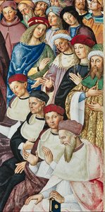 Piccolomini-Bibliothek, Südostwand: „Aeneas Sylvius erhält den Kardinalshut von Papst Calixtus III., 17. Dezember“