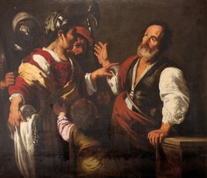 Die Verleugnung des Heiligen Petrus von Bernardo (follower of) Strozzi