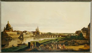 Ansicht von Dresden vom rechten Ufer der Elbe oberhalb der Augustusbrücke