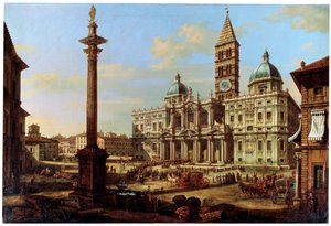 Die Piazza und Kirche Santa Maria Maggiore in Rom, 1739 von Bernardo Bellotto