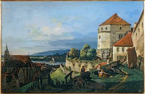 Blick auf Pirna vom Schloss Sonnenstein von Bernardo Bellotto