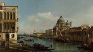 Blick auf den Canal Grande: Santa Maria della Salute und die Dogana vom Campo Santa Maria Zobenigo, ca. 1743 von Bernardo Bellotto