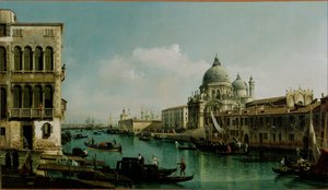 Blick auf den Canal Grande: Santa Maria della Salute und die Dogana vom Campo Santa Maria Zobenigo von Bernardo Bellotto