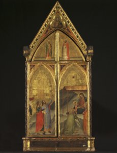 Triptychon - Die Jungfrau und das Kind auf dem Thron mit Heiligen, 1338