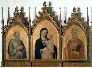 Triptychon Allerheiligen oder Madonna mit Kind zwischen St. Matthäus dem Evangelisten und St. Nikolaus von Bari