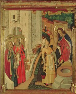 Jesus und die Frauen von Samaria, vom Altarbild der Verklärung, Pradella-Panel