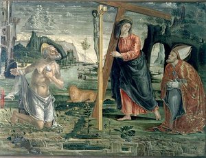 Christus trägt das Kreuz mit St. Augustinus und St. Hieronymus