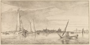 Fluss mit Stadt, 1775 von Bernhard Schreuder