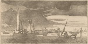 Fluss mit Stadt, 1775