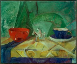 Stillleben mit blauer Tasse und roter Schale von Bertha Pauline Marie Marc