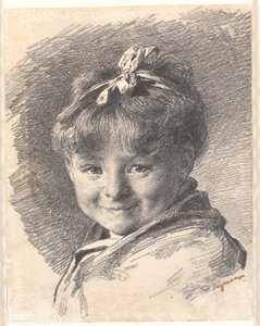 Porträt eines kleinen Mädchens mit kurzem Haar und Stirnband von Bertha Wegmann