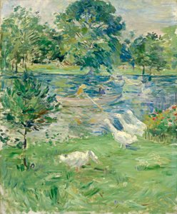 Mädchen in einem Boot mit Gänsen, 1889 von Berthe Morisot
