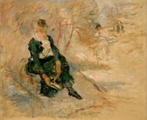 Junge Frau, die ihren Schlittschuh anzieht von Berthe Morisot
