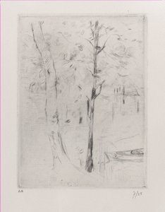 Landschaft Baumstämme an einem Fluss von Berthe Morisot