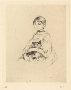 Kleines Mädchen mit Katze von Berthe Morisot