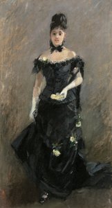 Frau in Schwarz oder Vor dem Theater, 1875 von Berthe Morisot