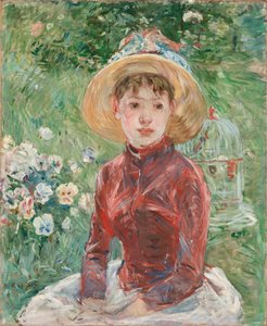 Junges Mädchen auf dem Gras, das rote Mieder Mademoiselle Isabelle Lambert, 1885