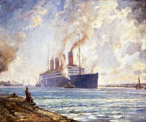 Die Aquitania kommt in Southampton Water an