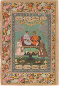 Jahangir bewirtet Shah Abbas aus dem St. Petersburger Album, ca. 1620