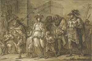 Julius Sabinus und Epponina mit ihren zwei Kindern als Gefangene durch Rom geführt von Blaise Nicolas Lesueur