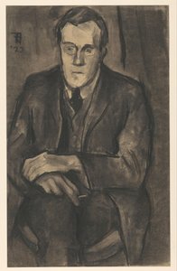 Porträt von J.W. Bijl, sitzend mit den Händen auf den Knien von Bob Hanf (signed by artist)