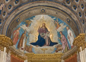 Apsis, Catino Apsis, Boccaccio Boccaccino, Pantokrator unter den Heiligen Marcellino, Imerio, Omobono, Peter Exorcist von Boccaccio Boccaccino