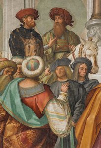 Zentrales Kirchenschiff, zweite nördliche Spannweite, Heirat der Jungfrau, Boccaccio Boccaccino 1514-15, Detail