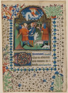 Blatt aus einem Stundenbuch: Verkündigung an die Hirten recto, ca. 1410-20
