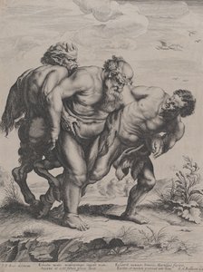 Der betrunkene Silenus, unterstützt von einem Satyr und einem Faun, 1625-59 von Boetius Adams Bolswert