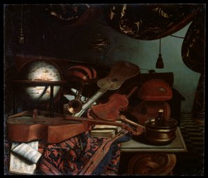 Stillleben mit Musikinstrumenten, 1718