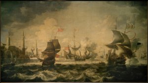 Schiffe vor einem Hafen
