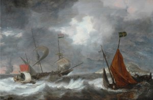 Seesturm mit Segelschiffen von Bonaventura I Peeters