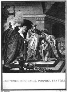 Opfer des Prinzen Rurik. 862 aus Illustrierter Karamzin, 1836 von Boris Artemyevich Chorikov