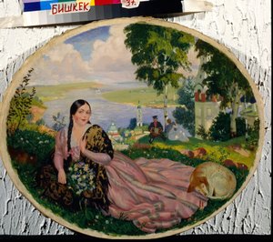Junge Frau an der Wolga von Boris Mikhailovich Kustodiev