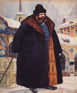 Händler in einem Pelzmantel, 1920