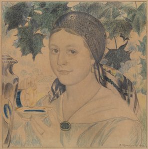 Porträt von Maria Schostakowitsch, 1922 von Boris Mikhailovich Kustodiev