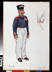 Kostümentwurf für das Theaterstück Fiery Heart von Alexander Ostrovski von Boris Mikhailovich Kustodiev